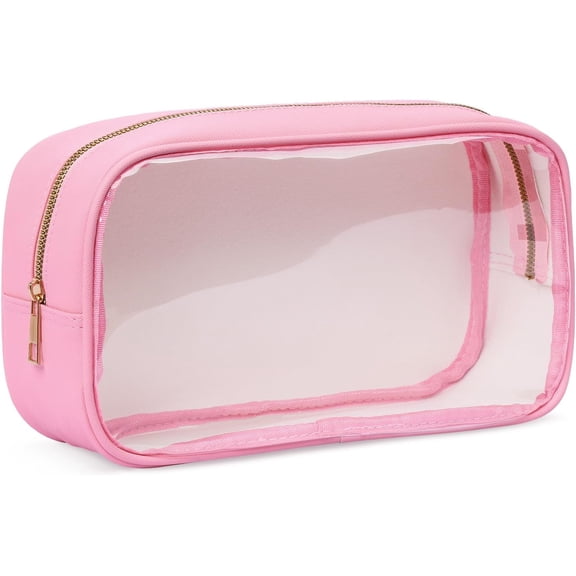 Clear Makeup Bag with Zipper, Clear Toiletry Bag for Cosmetics, Travel Accessories Organizer, Preppy Makeup Pouch for Purse, Gifts for Women & Teen Girls