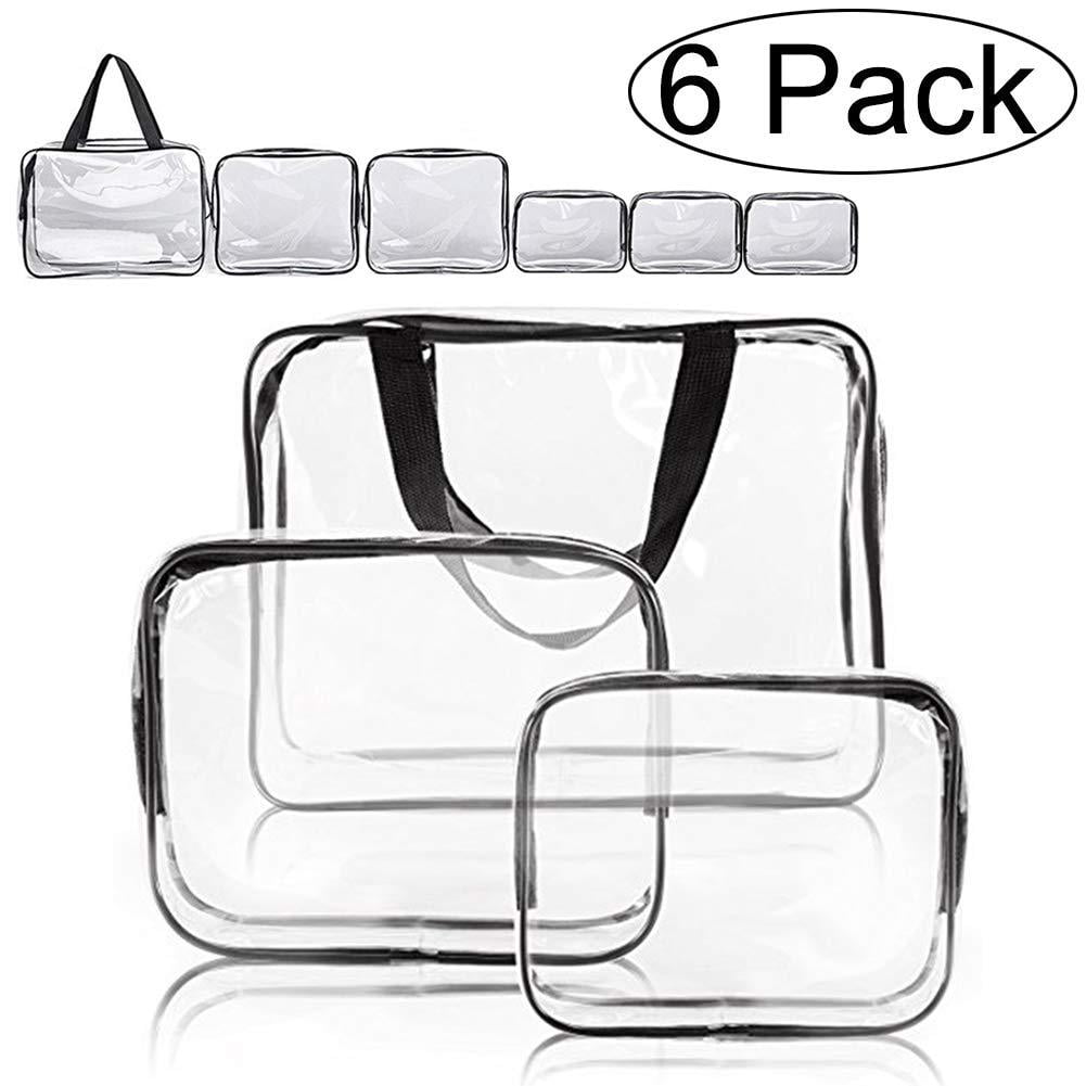 APREUTY Transparente Make-up-Tasche Set | 6-teilig TSA-genehmigt | Rosa PVC Mit Griff | Für Reisen & Organisation