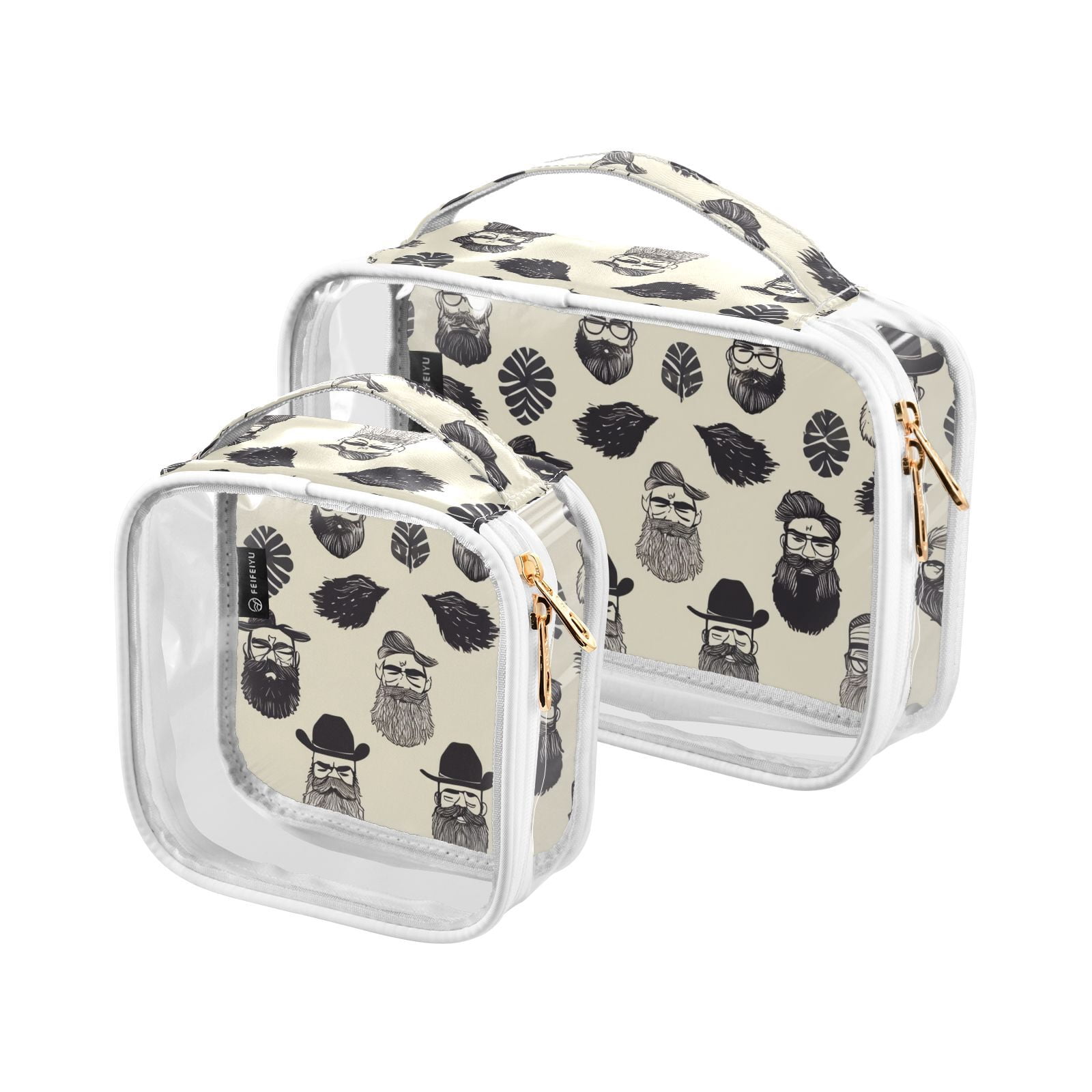 Clear Makeup Bags with Handle Large Opening 2 Pack Set Toiletry Bag Quart Size Bag, for Women Man Traveling Travel Essentials, Toiletries and Other. Beard Salon Male