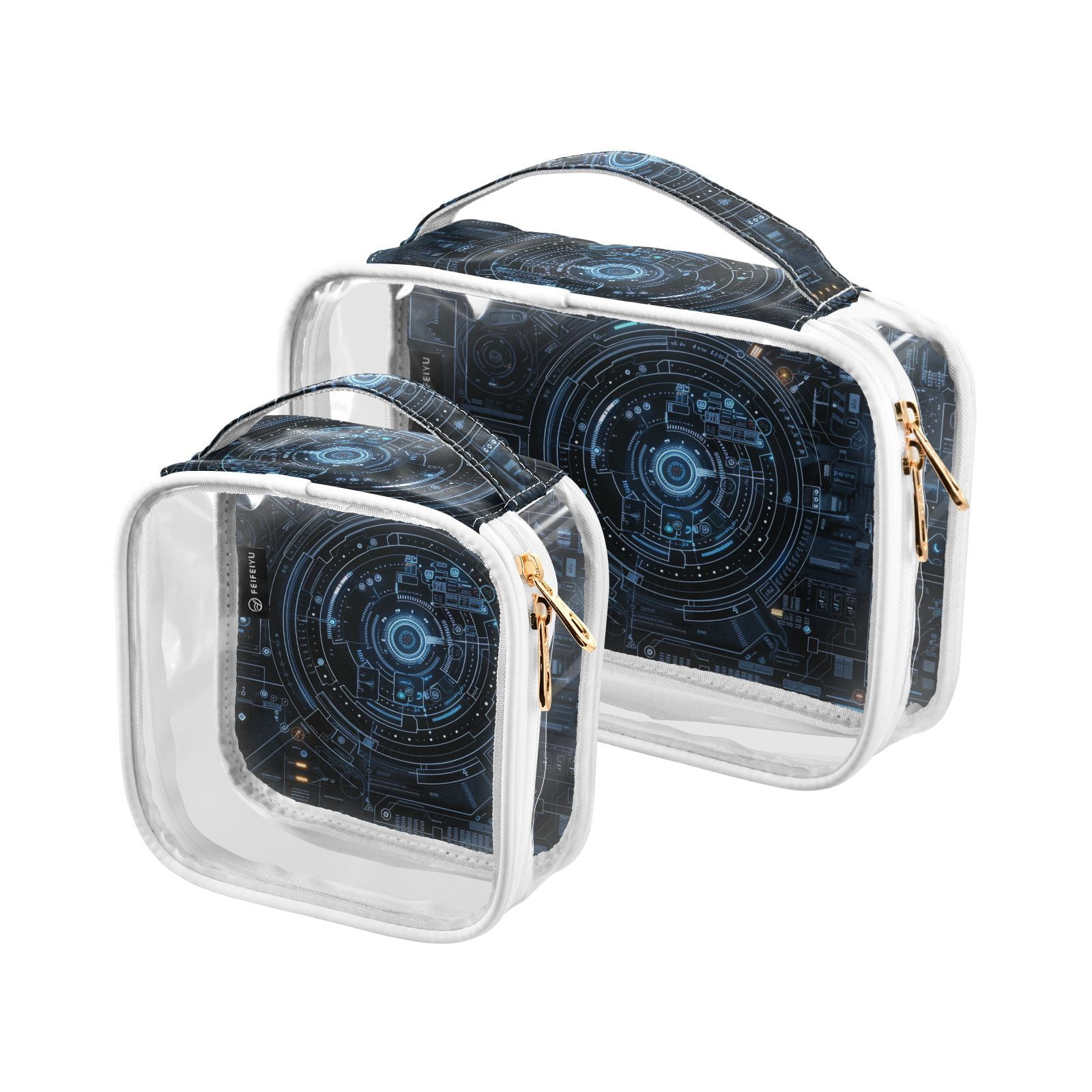 Clear Makeup Bags with Handle Large Opening 2 Pack Set Toiletry Bag Quart Size Bag, for Women Man Traveling Travel Essentials, Toiletries and Other. Game Graphic Capture