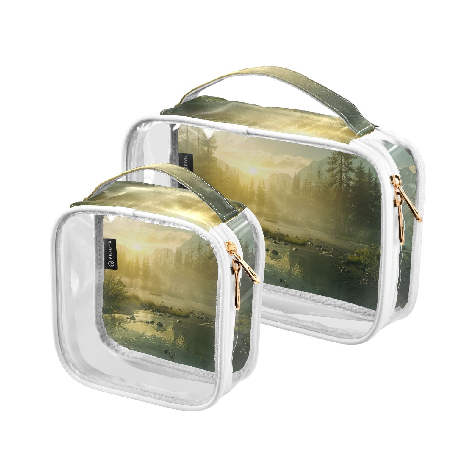 Clear Makeup Bags with Handle Large Opening 2 Pack Set Toiletry Bag Quart Size Bag, for Women Man Traveling Travel Essentials, Toiletries and Other. Game Graphic Capture