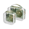 thumbnail image 1 of Clear Makeup Bags with Handle Large Opening 2 Pack Set Toiletry Bag Quart Size Bag, for Women Man Traveling Travel Essentials, Toiletries and Other. Green Gold Marble Modern Luxury, 1 of 5