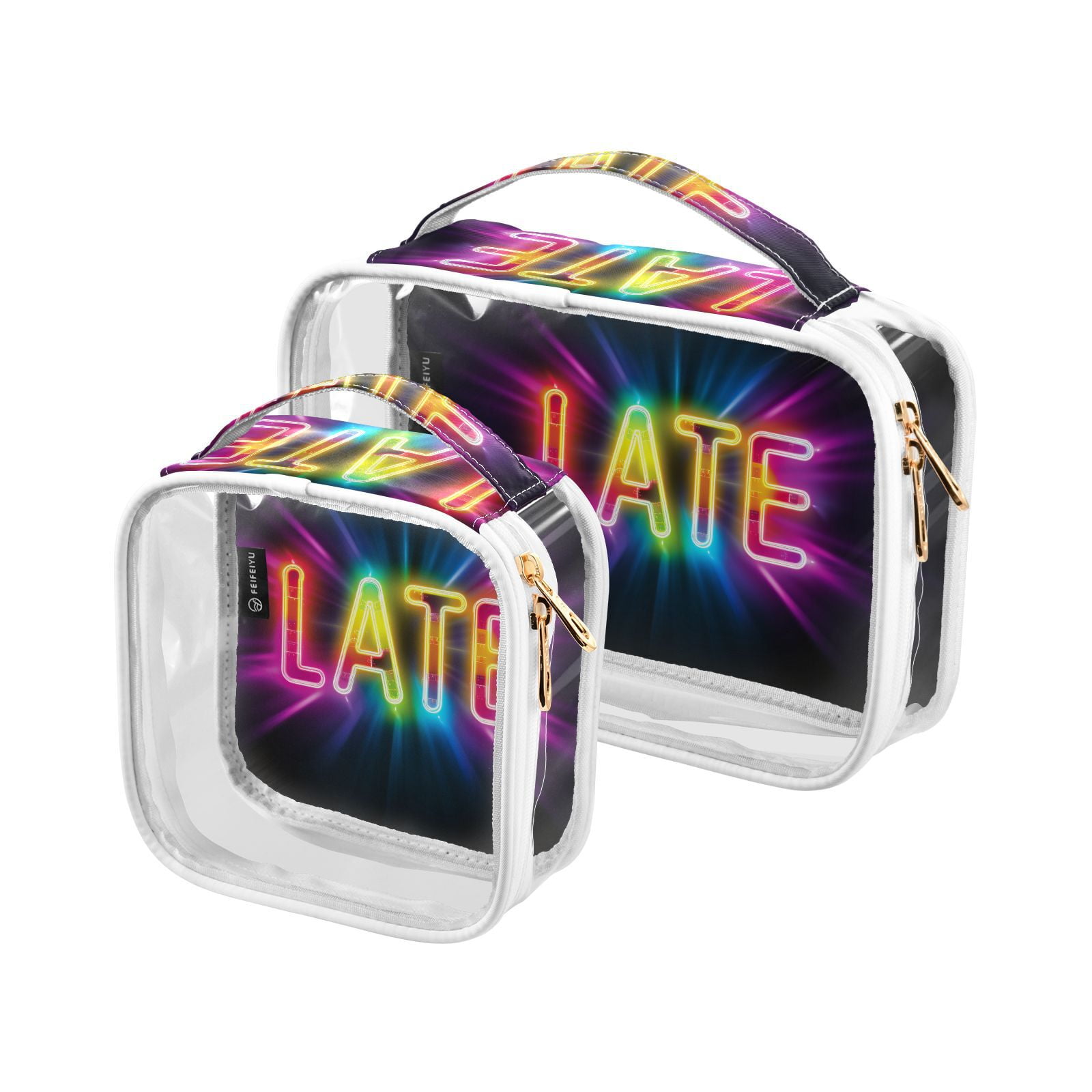 Clear Makeup Bags with Handle Large Opening 2 Pack Set Toiletry Bag Quart Size Bag, for Women Man Traveling Travel Essentials, Toiletries and Other. Late