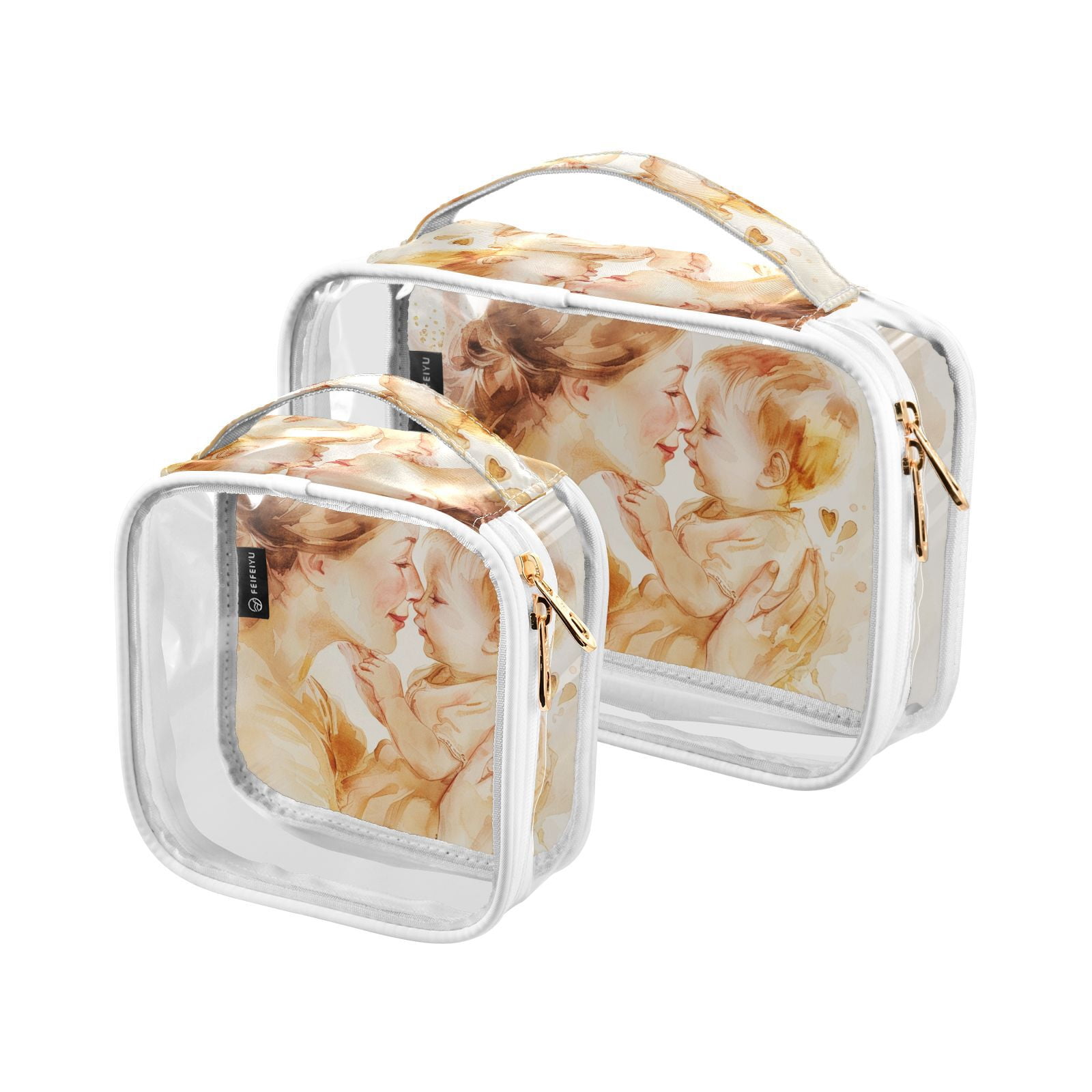 Clear Makeup Bags with Handle Large Opening 2 Pack Set Toiletry Bag Quart Size Bag, for Women Man Traveling Travel Essentials, Toiletries and Other. Mothers Day