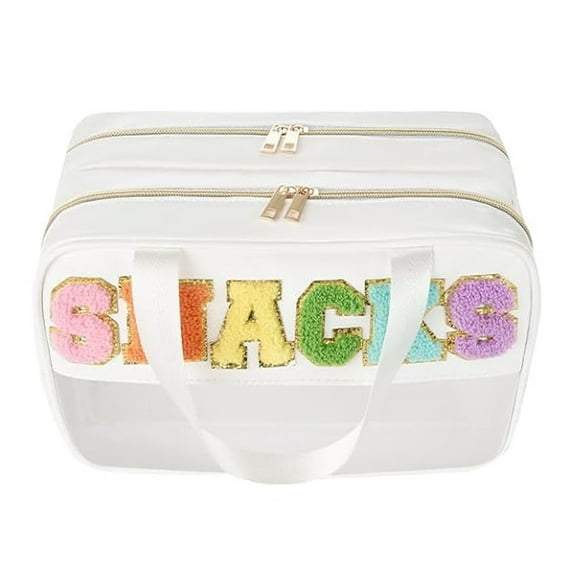 Clear Makeup Bags,Happon Clear Toiletry Bag with Zipper and Handle,Clear Snacks Bag Pouch,Portable Large Cosmetic Travel Toiletry Storage Bag for Women Girls