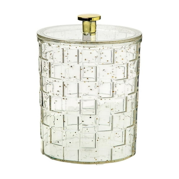 Clear Makeup Brush Holder, Cosmetic Organizer Container with Lid, Desktop Storage for Swabs Brushes Pencils, Bathroom Countertop Stationery Organizer Cup