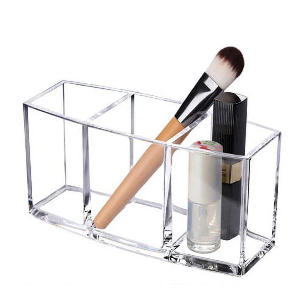Acrylic Clear Makeup Brush Holder with Lid and Pearls, Cosmetic Storage  Organizer (6 x 5.7 x 9.25 In)