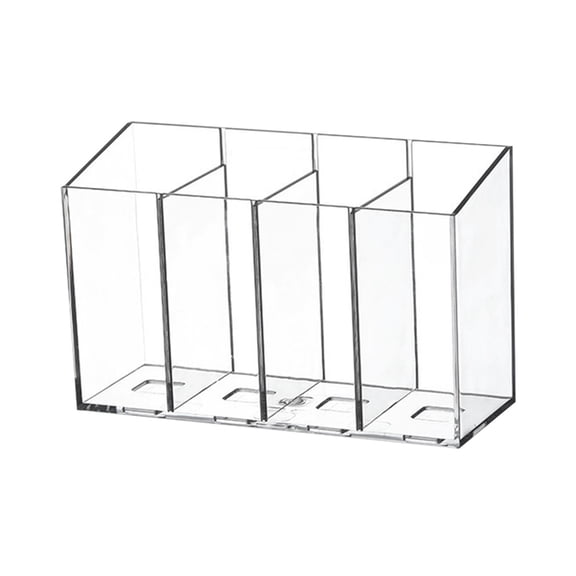 Clear Makeup Brush Holder Organizer,Durable Acrylic Cosmetic Brushes Storage Container with 3/4/6 Slots and Removable Dividers, Eyeliners Stationery Pen Display Case for Vanity(Clear,6.9x2.6x3.8")