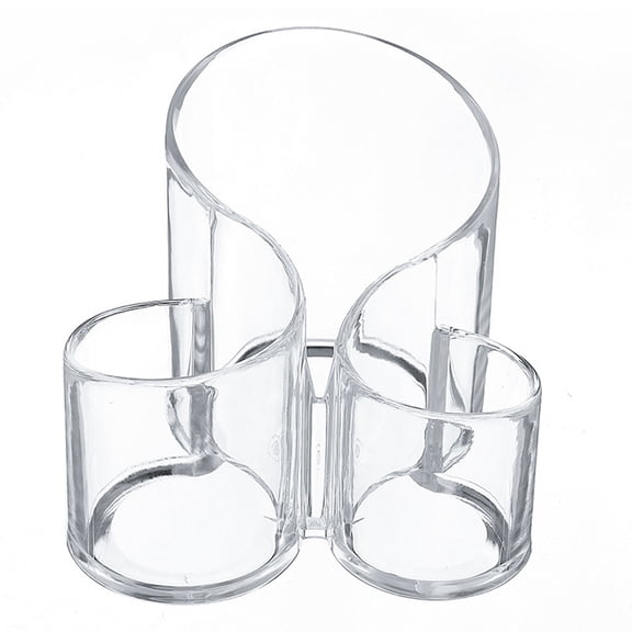 Clear Makeup Brush Holder Organizer, Large Wavy 3 Compartment Acrylic Multi-Purpose Cosmetics Brushes Storage Solution
