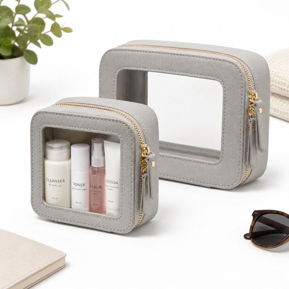 Clear Makeup Case Toiletry Bag Travel Medium With Zipper Make Up Organizer Traveling Tsa Approved Transparent Car Fors Mini & Bei