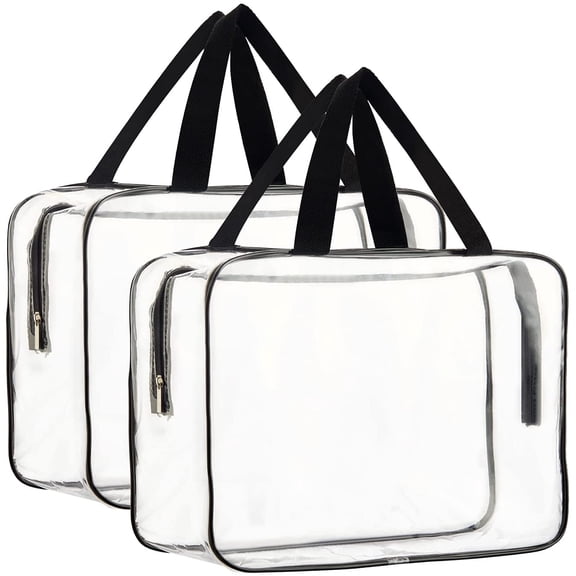 Clear Makeup Organizer Bag Set, 2-Piece Waterproof Handbag for Cosmetics