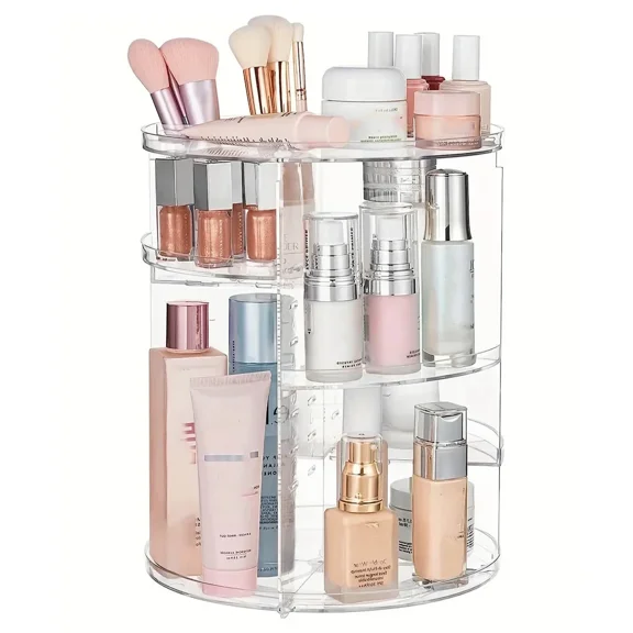 Clear Makeup Organizer with 360 °   Rotation - Spinning Countertop Holder Shelf, Bathroom/Cosmetics Storage Essential