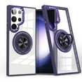 thumbnail image 1 of Clear Mangetic Case for Samsung Galaxy S23 Ultra with 360° Rotatable Ring Holder Kickstand, [Compatible with MagSafe] Soft Bumper Rugged Acrylic Back Hybrid Protective [Non-Yellowing] Case, Purple, 1 of 7