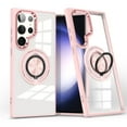 thumbnail image 1 of Clear Mangetic Case for Samsung Galaxy S23 Ultra with 360° Rotatable Ring Holder Kickstand, [Compatible with MagSafe] Soft Bumper Rugged Acrylic Back Hybrid Protective [Non-Yellowing] Case, Pink, 1 of 7