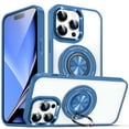 thumbnail image 1 of Clear Mangetic Case for iPhone 14 Pro Max with 360° Rotatable Ring Holder Kickstand, [Compatible with MagSafe] Soft Bumper Rugged Acrylic Back Hybrid Protective [Non-Yellowing] Case, Darkblue, 1 of 9