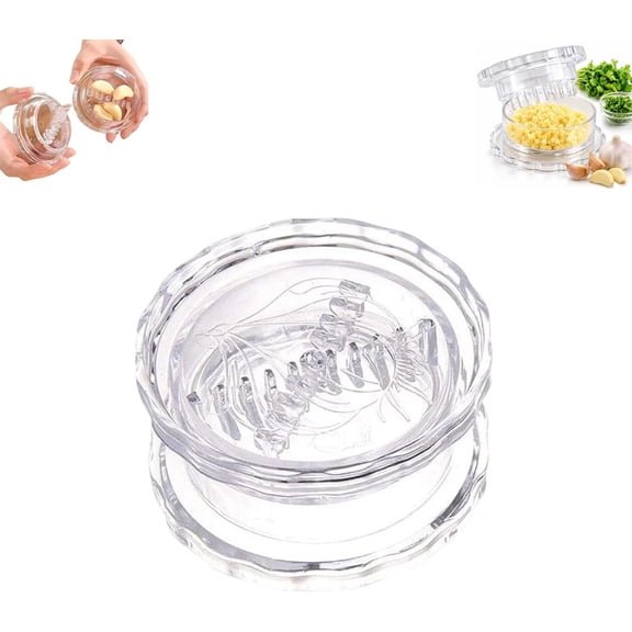Clear Manual Garlic Twister & Ginger Mincer Tool, Clear Multi-Functional Garlic Crusher for Garlic Onion Ginger Herbs, Kitchen Essential for Home Cooking Use (1 pc)