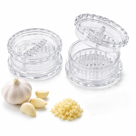 Clear Manual Garlic Twister and Ginger Mincer Tool, Manual Garlic Twister and Crusher for Garlic, Chili, Onion and Nuts, Compact Kitchen Gadget (A)