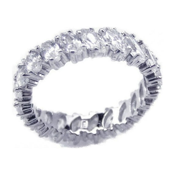 Clear Marquise Cubic Zirconia Eternity Bridal Ring Sterling Silver Size 7