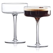 Clear Martini Coupe Glasses 6.5oz - Set of 2 Classic Barware for Espresso Martini, Manhattan, Cosmopolitan   Handcrafted Luxury Glassware