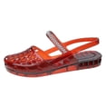 thumbnail image 1 of Clear Mary Jane Jelly Shoes for Women, Rhinestone Buckle Transparent Retro Glitter Hollow Grid Breathable Flat Sandals, Coquette Soft Beach Shoes, 1 of 8