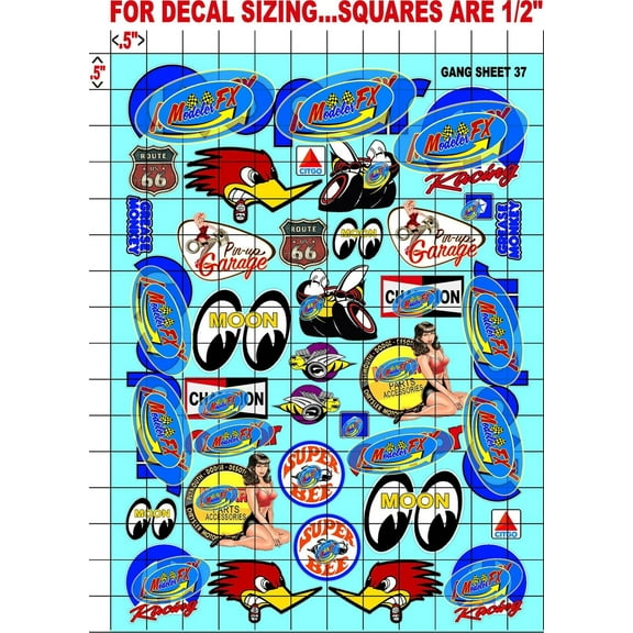 Clear Matte Vinyl Sticker Variety Sheet 37 Variety - 1/12 to 1/10th Scale R/C Model Decal Sticker Sheet Radio Control Lexan Body