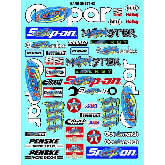 Clear Matte Vinyl Sticker Variety Sheet 42 Variety - 1/12 to 1/10th Scale R/C Model Decal Sticker Sheet Radio Control Lexan Body