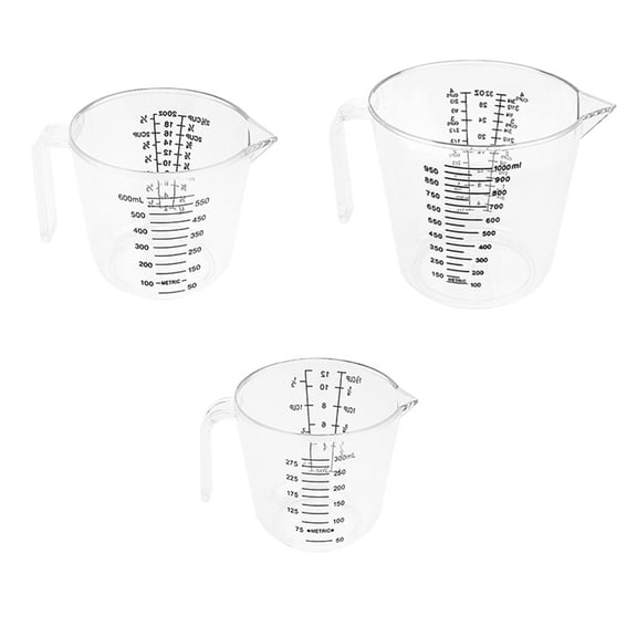 Clear Measuring Cups Set, Liquid Measuring Cups for Kitchen - BPA Free Stackable Plastic Measuring Jug Set with Spout Multiple Measurement Scales for Cooking, Baking, Lab (Clear, 120z&20oz&32oz)