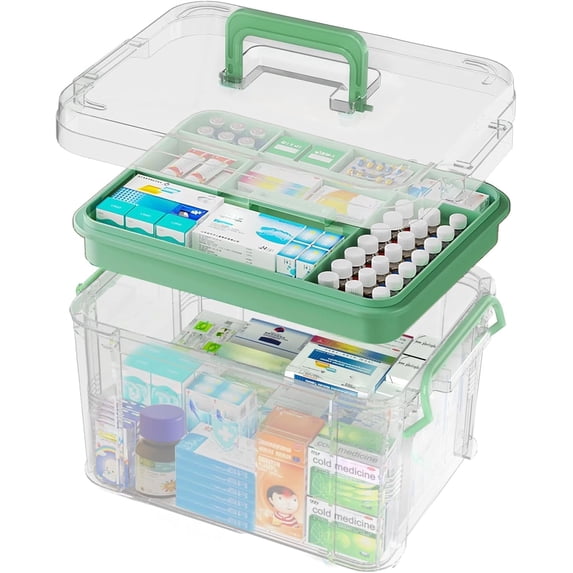 Clear Medicine Organizer Box with Handle, Plastic Medicine Container ...