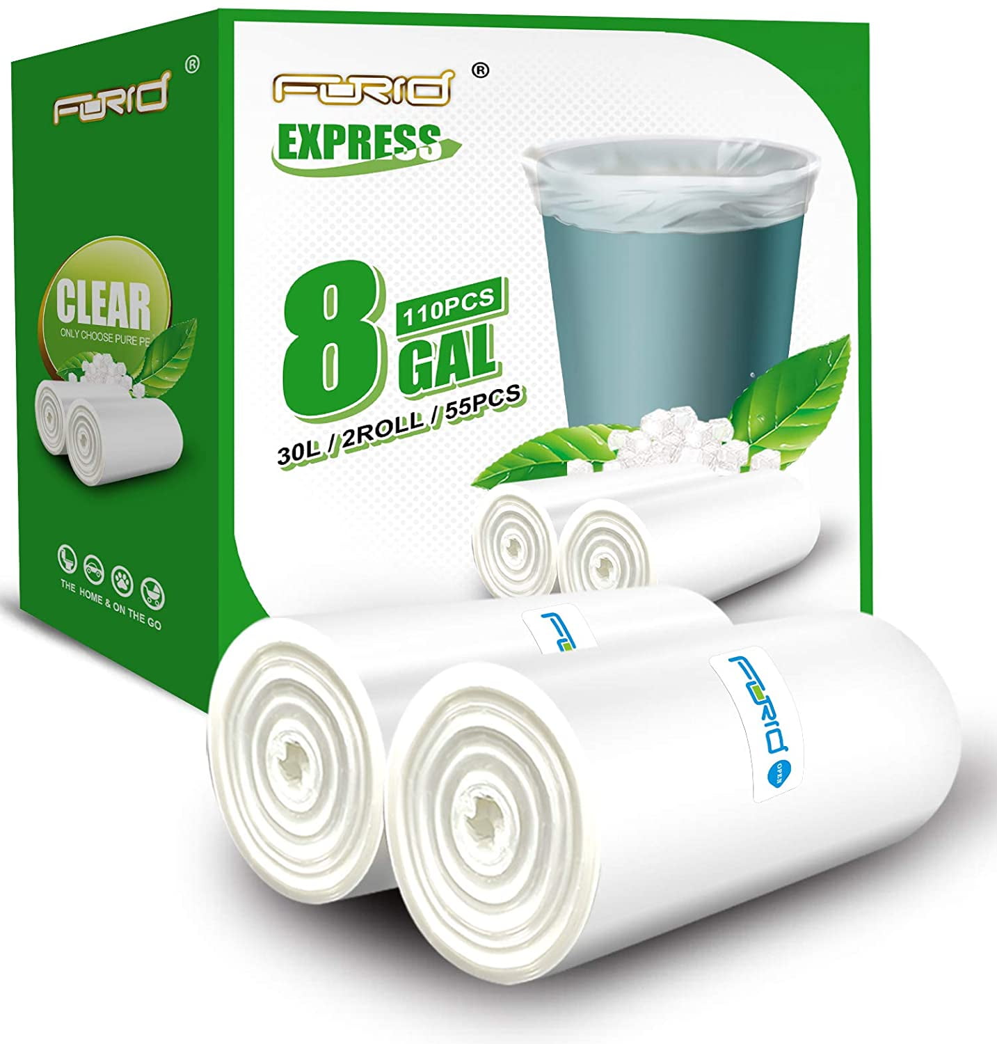 Clear Medium Garbage Bags 8 Gallon Trash Bags FORID Wastebasket Bin