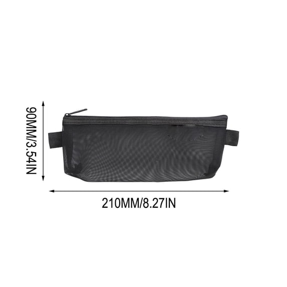 Clear Mesh Zipper Pencil Case Pouch Stationery Organizer Bag for Office, Black