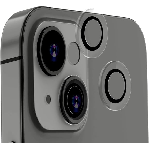 [Clear] Metal Full Cover + Tempered Glass Circle Camera Lens Protector for iPhone 14/14 Plus,HD Screen Cover Case,9H Hardness Anti-Scratch Camera Screen Protective Lens Film