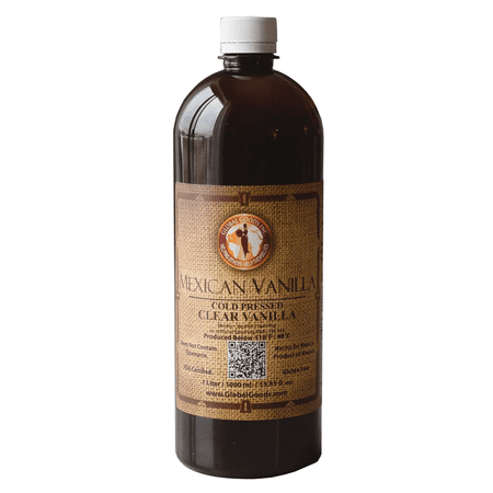 Pure Clear Mexican Vanilla Extract Gluten Free, Coumarin Free Vanilla for Baking 33.81 fl oz bottle