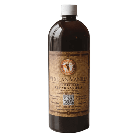 Pure Clear Mexican Vanilla Extract Gluten Free, Coumarin Free Vanilla for Baking 33.81 fl oz bottle