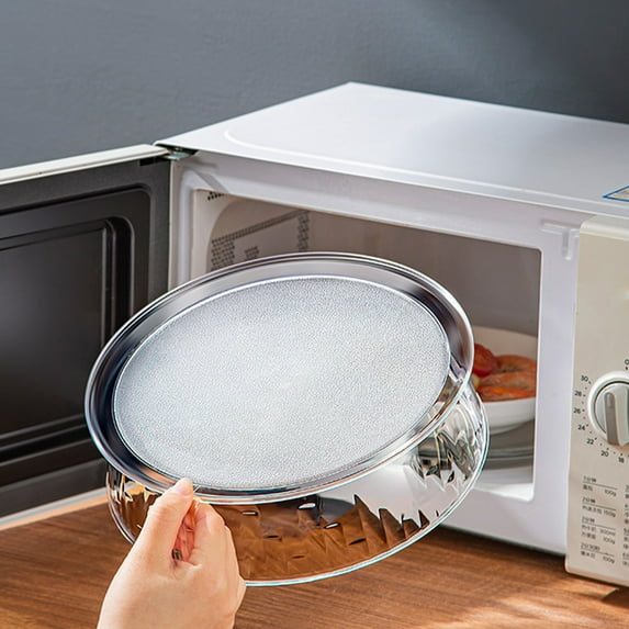 Clear Microwave Splatter Cover 11.6" Adjustable Steam Vent Lid Plastic Food Cover for Bowls & Plates 392°F Heat Easy-Grip Hle