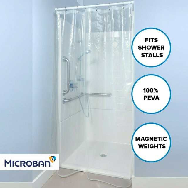 Clear Mildew Resistant Midweight PEVA Shower Stall Curtain Liner (54" x