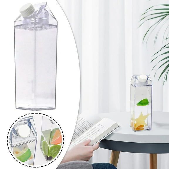 Portable Clear Milk Carton Bottles - Durable Water Container for Outdoor Use - Ideal Food Storage Solution for Home and Travel