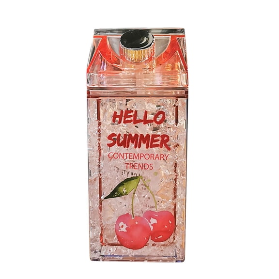Clear Milk Carton Water Bottle, Plastic Milk Bottles Portable Square Milk Box Bulk, Reusable Milk Carton Container Juice Bottle for Outdoor Sports Travel Drinking