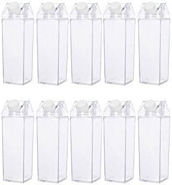 Clear Milk Carton Water Bottle (Set Of 10) BPA Free Child Friendly