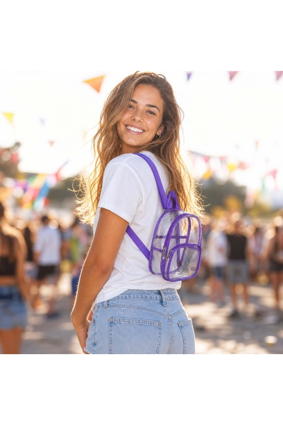 Clear Mini Backpack Heavy Duty Small Transparent See Through Bookbag Lightweight Waterproof PVC Bag for Concerts Travel Campus