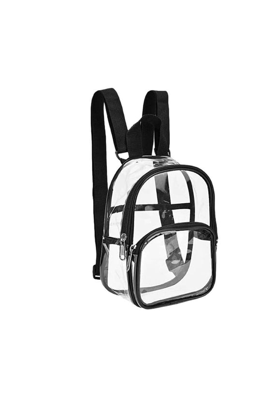 Clear Mini Backpack PVC Transparent Small Backpack For Stadium Events Concerts Travel Black Trim 1 Count