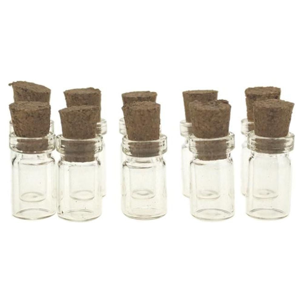 10ml Mini Glass Jars with Cork Stopper - Pack of 20 - Clear Tiny Bottles  Vials