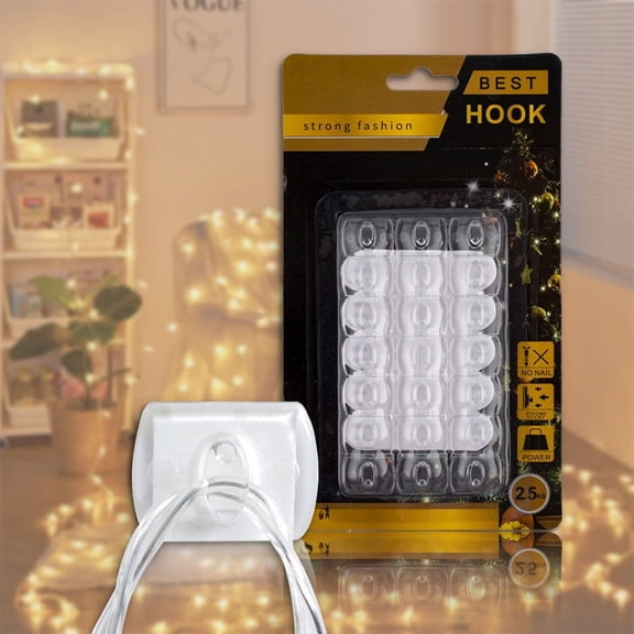 Clear Mini Light Clips, 21 Pcs Plastic Hooks Removable Clear Hooks for String Lights for Outdoor Home Dorm Office Christmas Halloween Decorations Water Resistant