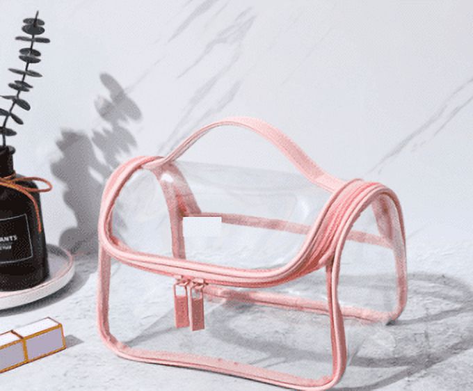 Clear Mini Makeup Bag for Purse, Small Nylon&PVC Cosmetic Travel Bag