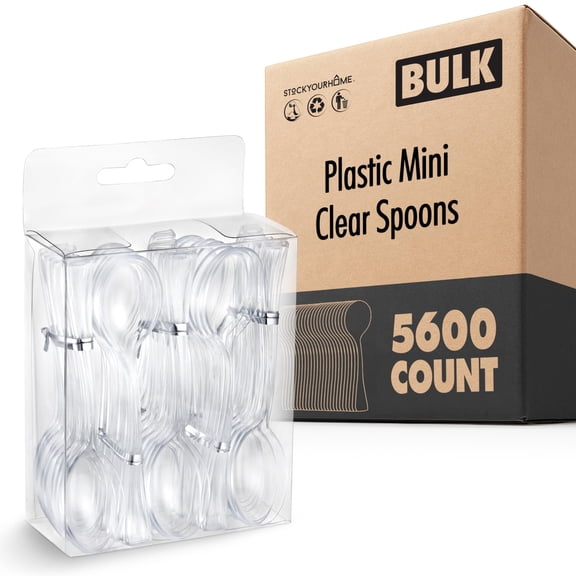 Clear Mini Spoons 4 Inch (5600 Count) Disposable Appetizer and Dessert Spoons for Weddings, Food Samples, Holiday Parties, Cocktail Hour
