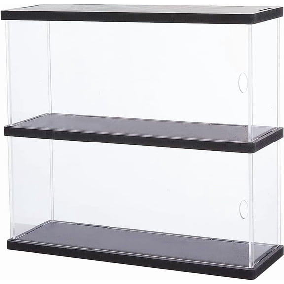 Clear Minifigures Display Case Acrylic Display Case with Black Base 2 Tier Showcase Simple Self-Assembly Storage Box for Models Building Blocks Display Holder 27.3x30x9.8cm