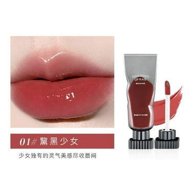 Clear Mirror Lip Gloss, Black Rich Layering Lip Glaze Long-Lasting Clear Mirror Elegant Style Black Lip Gloss, Independent Women