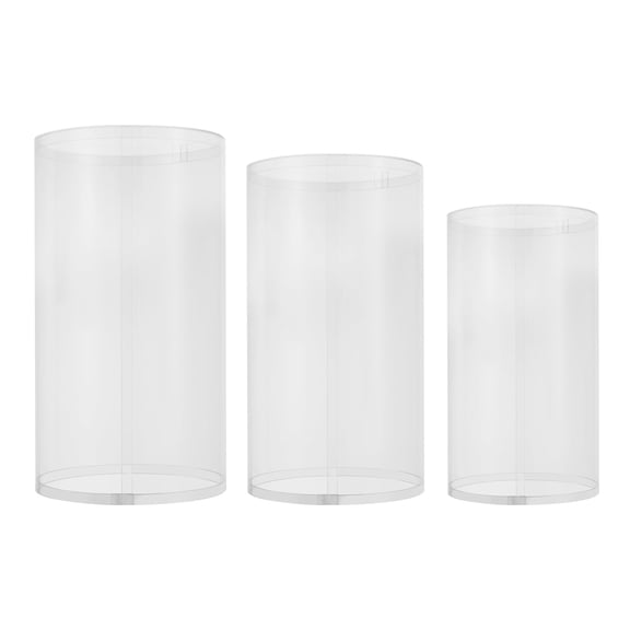 Clear Modern Wedding Round Cylinders Freestanding Round Cylinder Wear Impact Resistant Cylinder for Parties Photo Shoots Bridal Showers Baby Showers 3Pcs