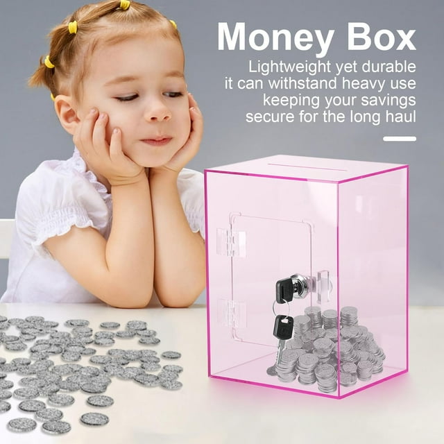 Clear Money Box For Adults Kids, Large Acrylic Piggy Bank Money Saving