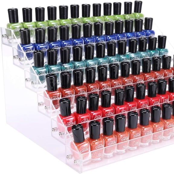 Clear Nail Polish Paint Organizer Holder Rack Shelf 6 Tier Acrylic Tattoo Ink Essential Oil Display Stand Holds Up to 48-96 Bottles for Table (Fit 1-2oz Bottles)