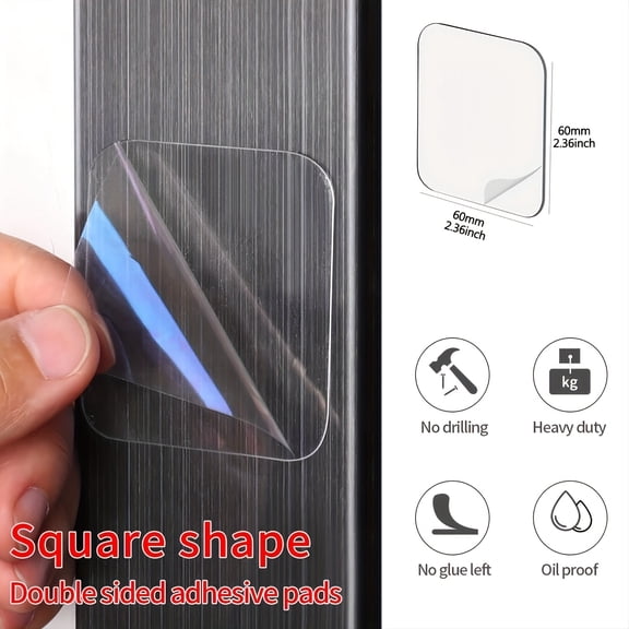 Clear Nano Double-Sided Adhesive Tape, Heavy Duty Reusable Waterproof Mounting Strips, Removable No-Residue Gel Tape for Rugs, Wall Decor, Picture Frames, Posters and Home Organization